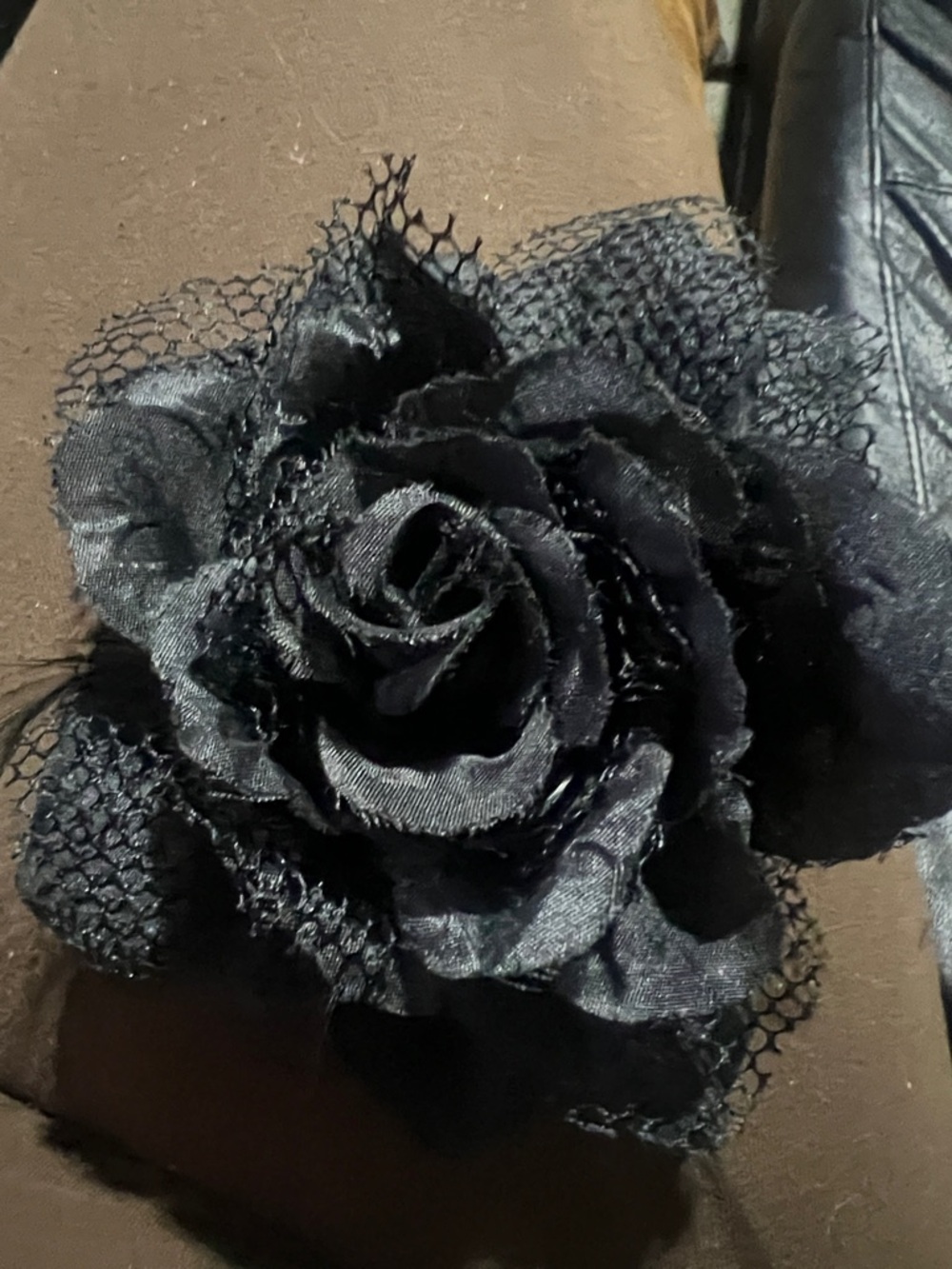 Black Fabric Rose Hair Clip - Women Accessories